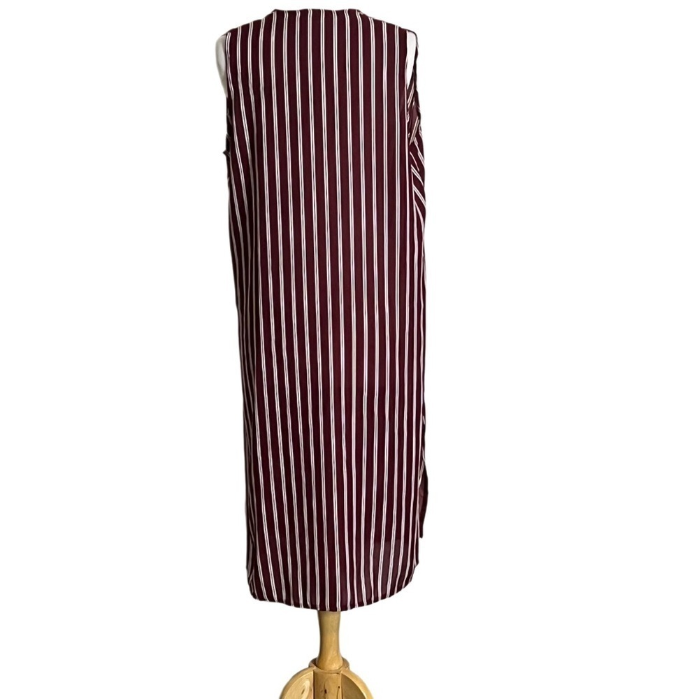 LuLaRoe Joy Burgundy Striped Long Sleeveless Vest Women’s Size M - Picture 6 of 9